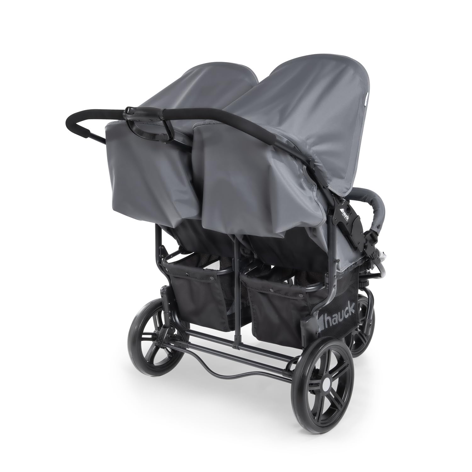 Hauck Roadster Duo SLX Zwillingsbuggy ab Geburt bis 15 kg Liegefunktion XL Korb Zusammenklappbar Grau Silber