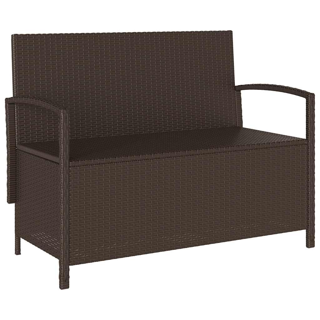 Generico Panca Portaoggetti da Giardino con Cuscino Marrone Polyrattan,Panchine da Giardino
