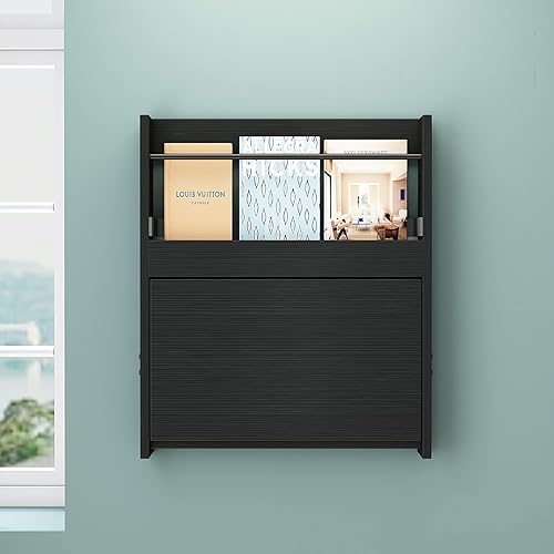 Miniatura 4 de ALISENED Escritorio montado en la pared, mesa de pared plegable, escritorio flotante para computadora portátil, escritorio de pared que ahorra