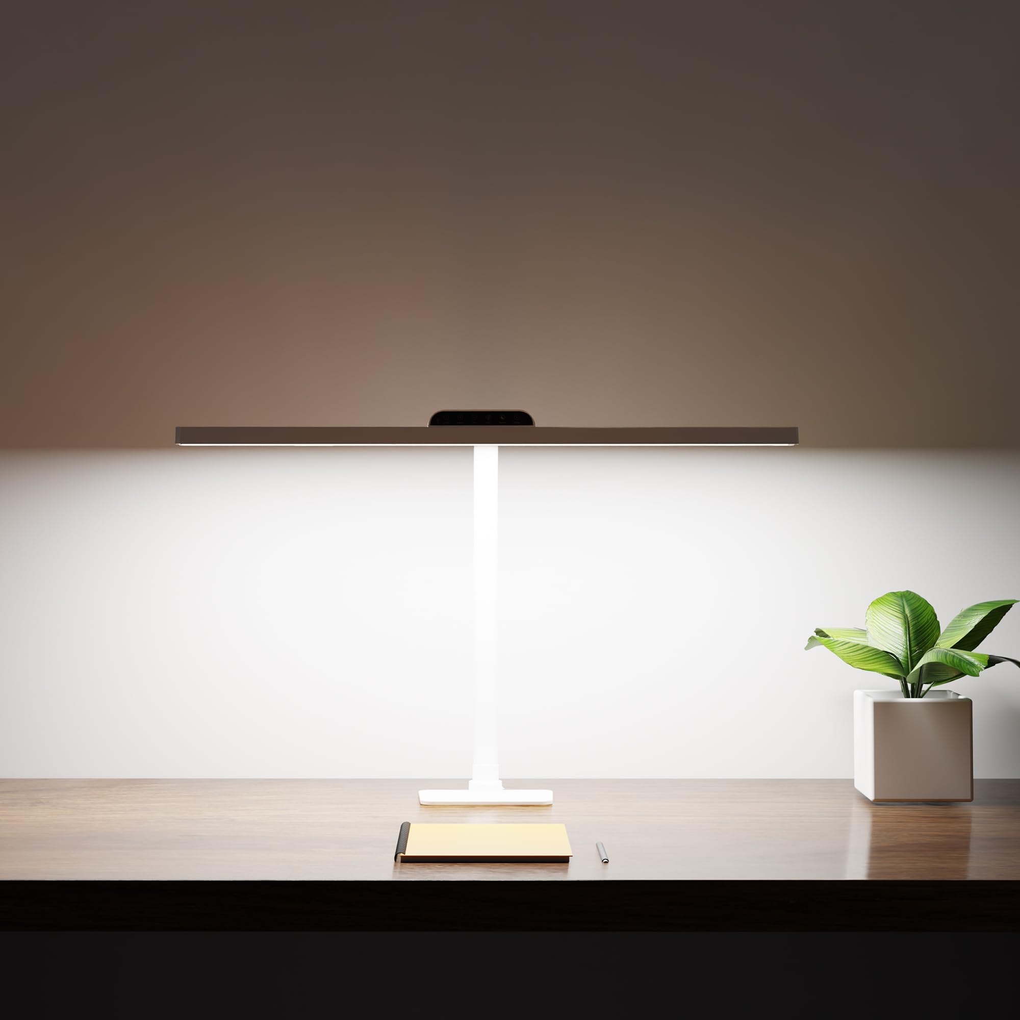 Lampada da Scrivania a LED con Filo,24W 80CM Luce da Scrivania Con Base e Montaggio a Morsetto,Bianco Lampada da Tavolo LED con Braccio Flessibile Dimmerabile,per Studiare, Lettura,Ufficio