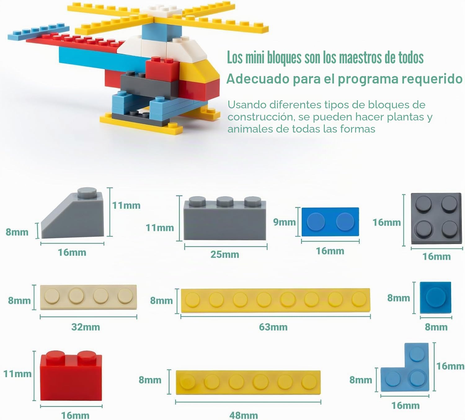 WYSWYG Juego de Bloques de construcción - Recambio de 1500 Bloques básicos, compatibles, para niños y niñas a Partir de 6 años.