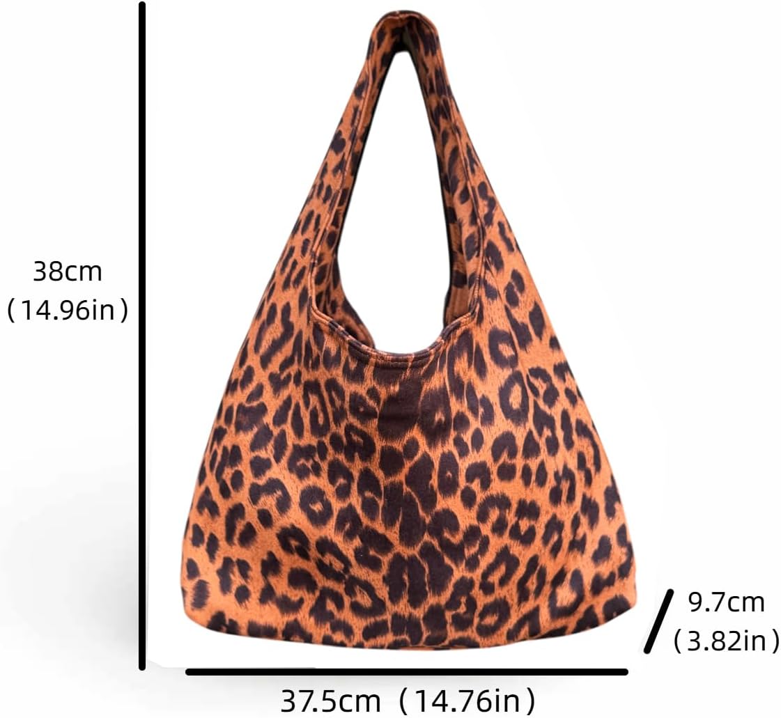 ENBEI Large Leopard Hobo Bag for Women Trendy Shoulder Tote Bag, Foldable Lightweight Travel Bag, Fashion Handbag for Shopping, Work & Daily Use | Large, Leopard, Lightweight