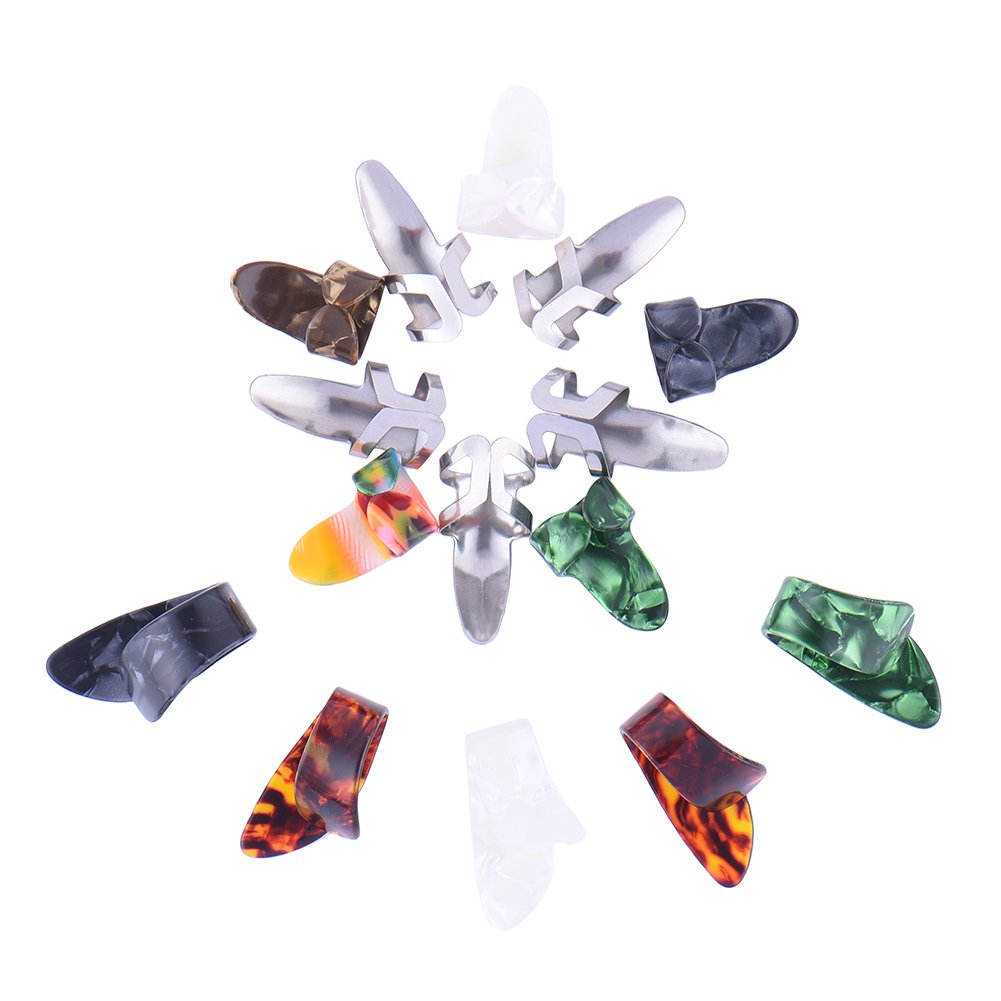 RuiJOTWAT Stainless steel index finger guitar pick, thumb finger, celluloid guitar finger cover