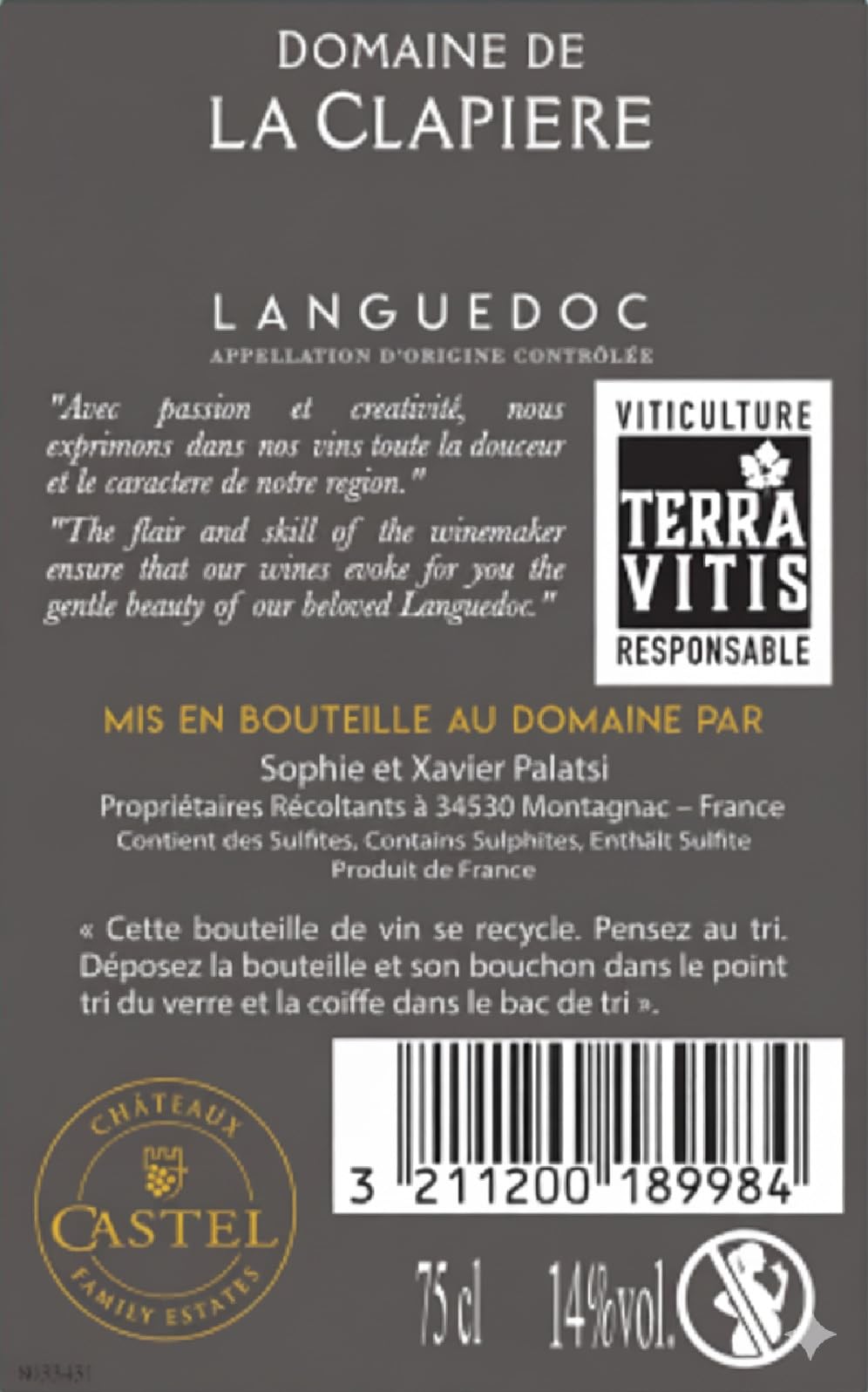 Domaine de la Clapière - AOP Languedoc - 6x75cl