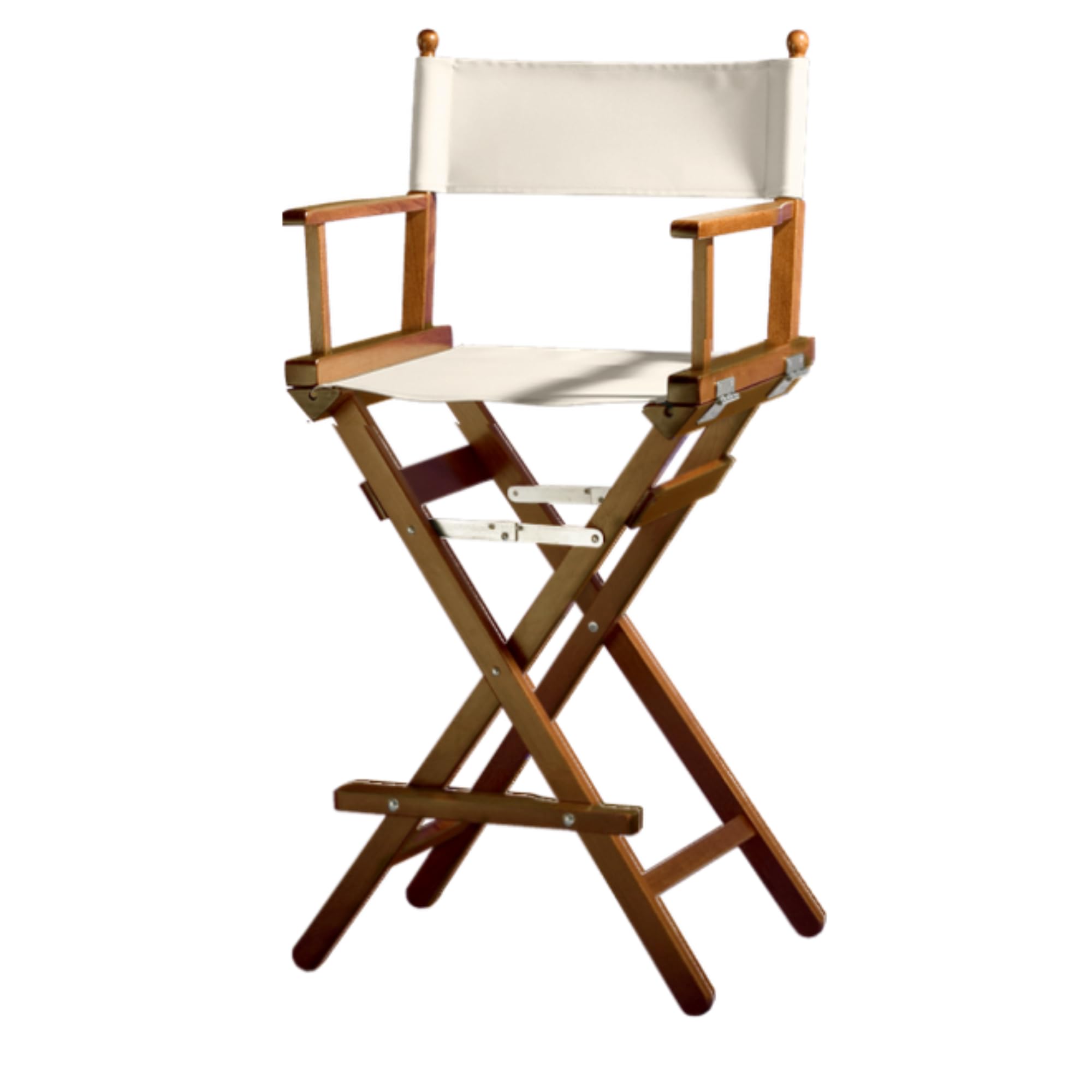 ZStyle Silla de director plegable ligera y portátil, para oficina, hotel, restaurante, casa, porche, bar, maquillaje, madera de haya, tela alta para maquillar (madera de nogal, tela cruda)