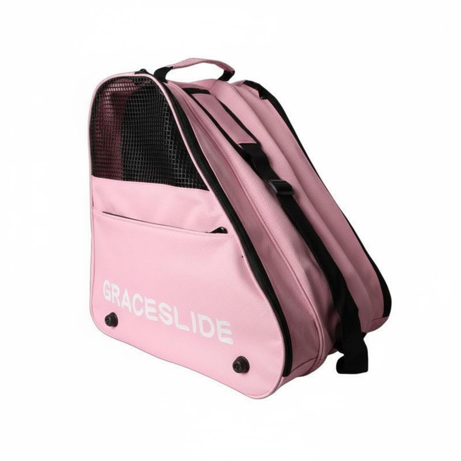 Amagogo Sac de Rangement Patinage Sac de Transport Sac à roulettes Sac à Patins avec Conception à Trois Compartiments Fond Renforcé et Clous Anti-Usure, Rose