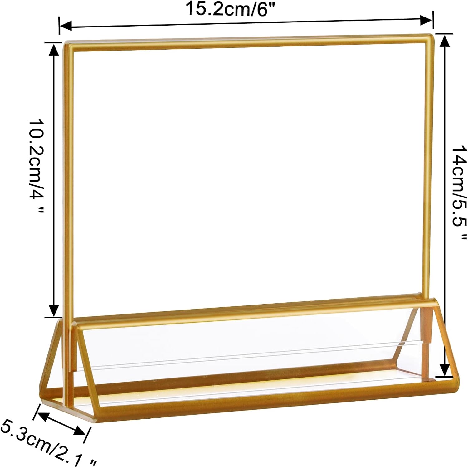 Boxalls Acrylic Sign Holders 4x6 in Gold, 6 Pack Picture Frame Table Number Wedding Holder, Horizontal Photo Stand Double Sided, Menu Recipe Restaurant Reserved Display Centerpieces Bulk Frames