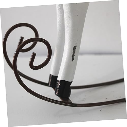 2pcs Wooden Rocking Horse Figurine Handmade Vintage Desktop Adornment Chic Waddle Horse Decoration for Home and Room White