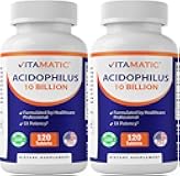 2 Packs Acidophilus Probiotic - 10 Billion CFU - 120 Tablets - 5X Potency - Daily Probiotic Supplement, Supports Digestive Health (Total 240 Tablets)