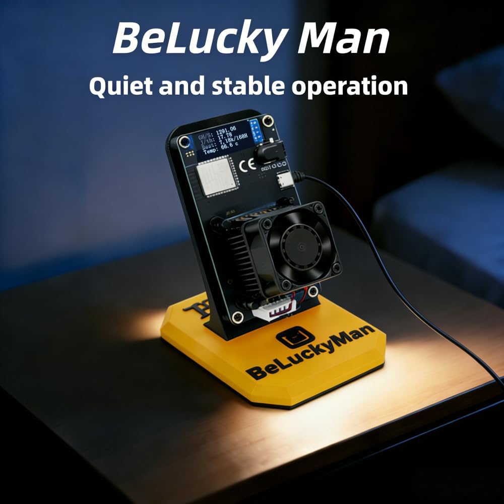 Bitcoins Miner Bitaxes Gamma 601, 1.2 TH/s Open-Source BTC Solo Miner, BM1370 ASIC Chip, 2.4G WiFi Silent Mining Machine for Home & Educational Use, Includes Power Supply & Yellow Stand