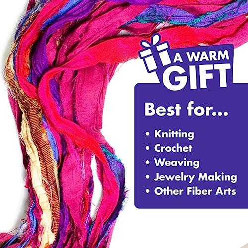 Darn Good Yarn Recycled Sari Silk Ribbon Yarn “At The Bahamas” Dyeable 100 Grams, 50 Yards, 1 Skein Handmade One Of A Kind #TOP2