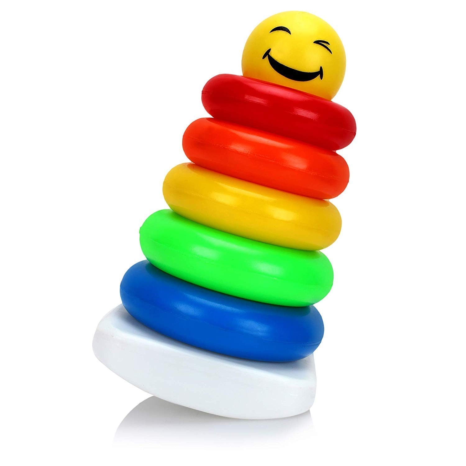 GenericToy World Plastic Junior Smiley Stacking Multicolour 5 Rings for Toddlers Super Stack Up Educational Toy Multicolour for Toddlers