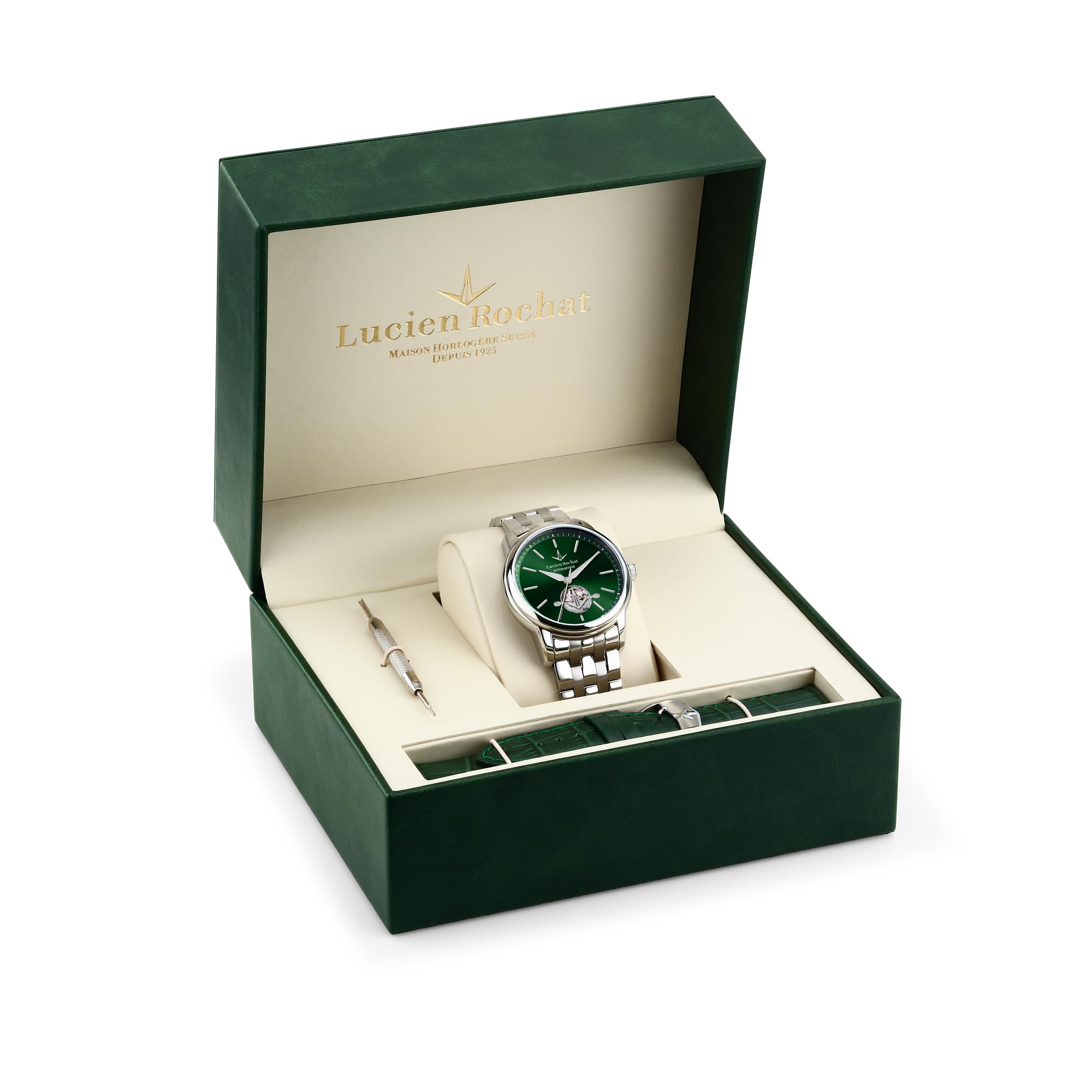 LUCIEN ROCHAT Orologio Uomo, Automatico, Analogico, Cinturino in Acciaio, Collezione Iconic Special Pack con Cinturino in Pelle - R0423116005