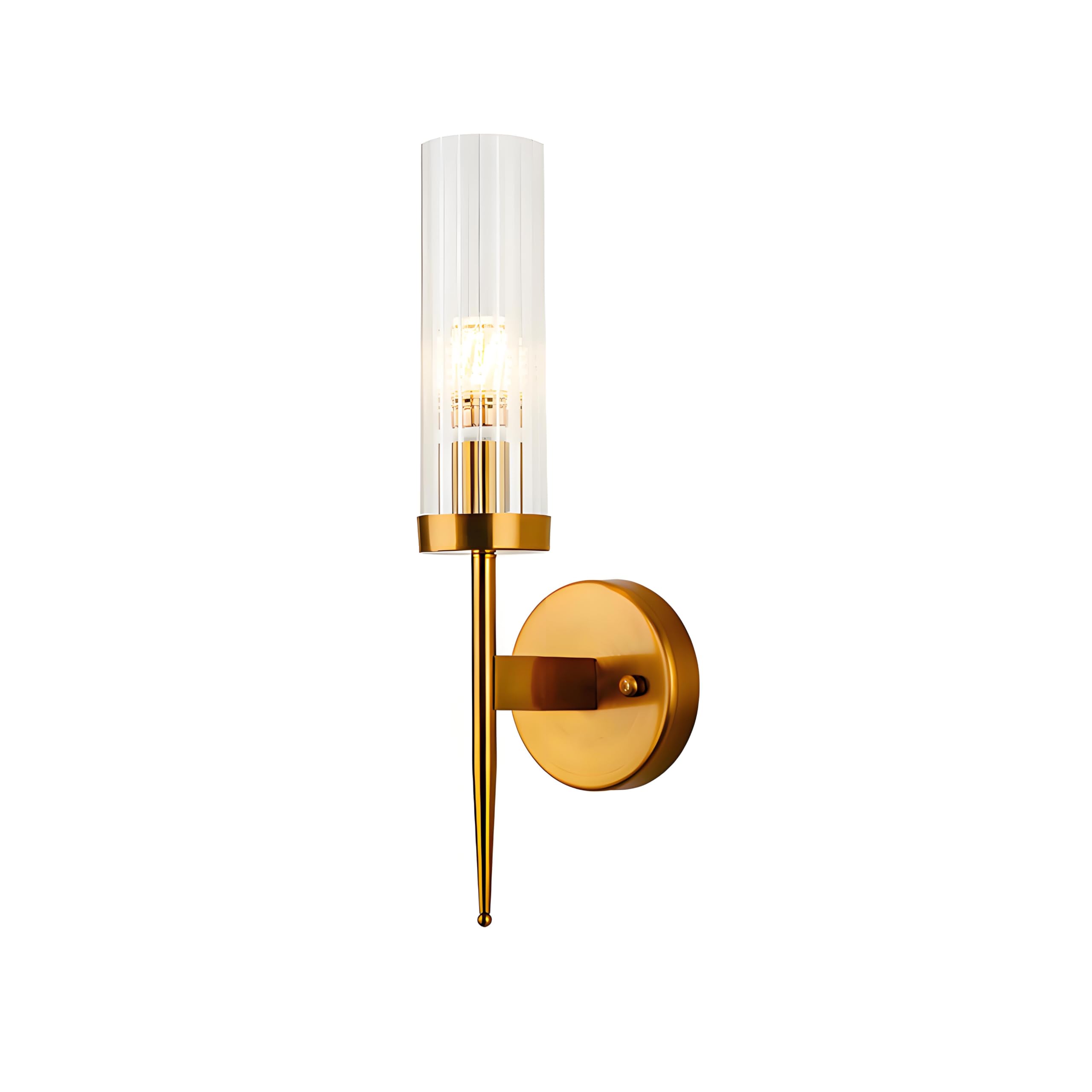 Hnexsei Glass Wall Lamp Fixtures, Brass E14 Lamp Hoder and Glass Lamp Shade Sconces, Modern Wall Ligt for Bedroom Living Room (1-Light)