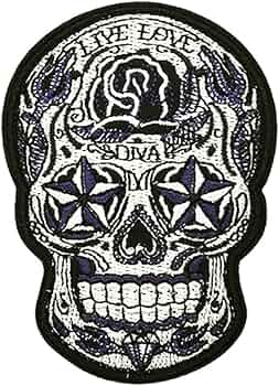 Amazon.co.jp: スカル ワッペン 刺繍 アイロン接着 縦8.8cm×横6.4cm