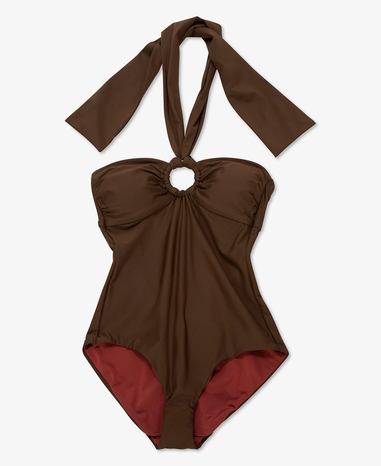 DKNY Womens Ring Halter Neck One Piece Swimsuit with Tummy Control - Image 4