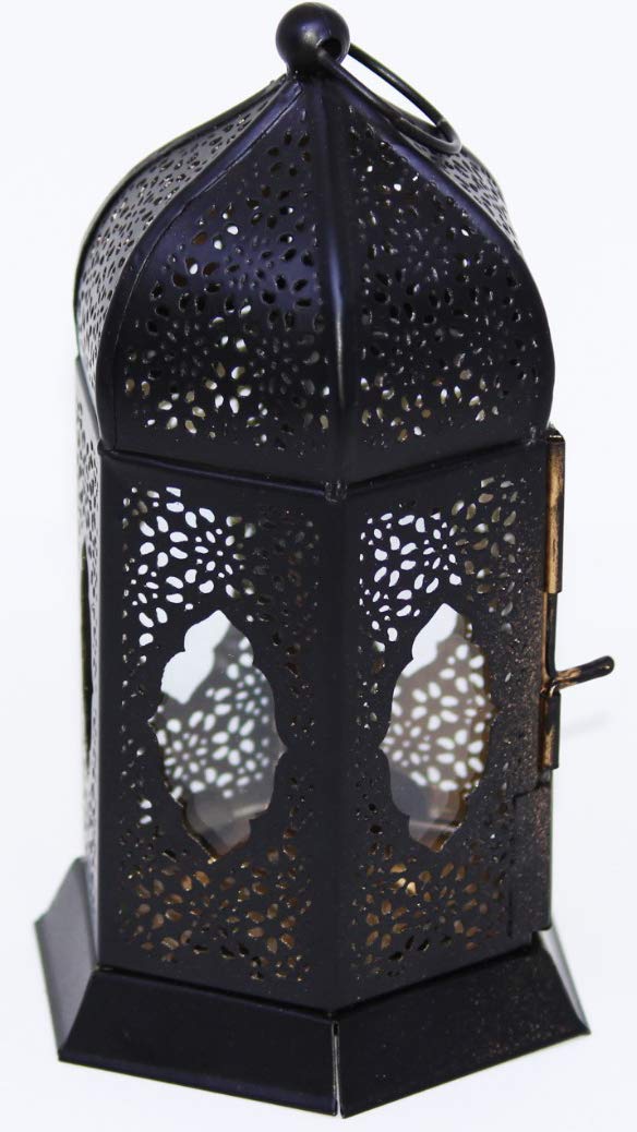 Fabrilla Iron Decorative Handicraft Lantern (Black_3.9 Inch X 3.9 Inch X 6.6 Inch)