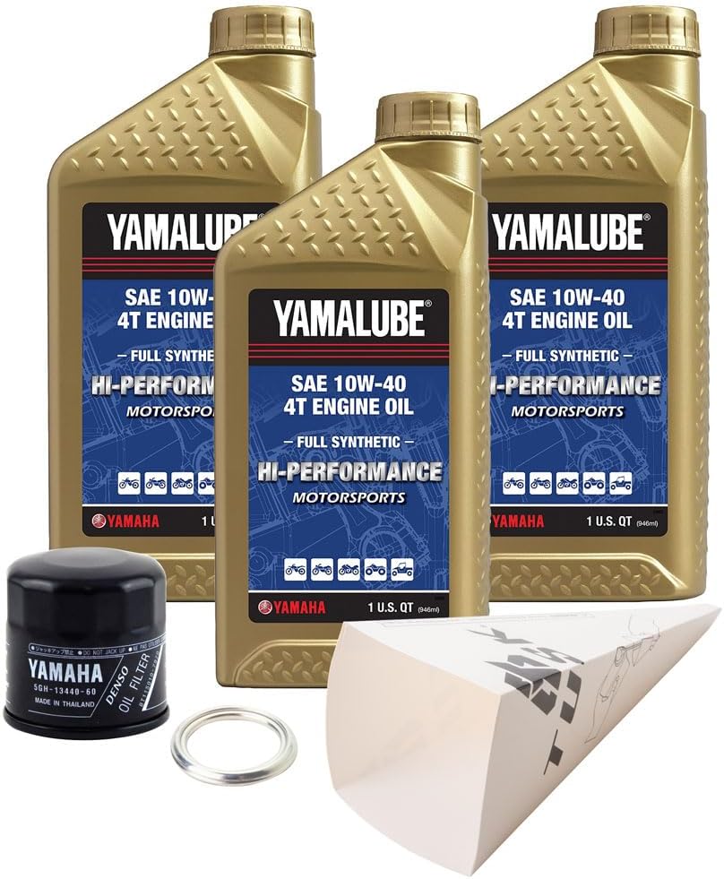 Tusk 4-Stroke Oil Change Kit Yamalube Hi-Perf. Synthetic 10W-40 OEM Filter and Crush Washer Compatible with 2010-2020 Yamaha YZF-R6