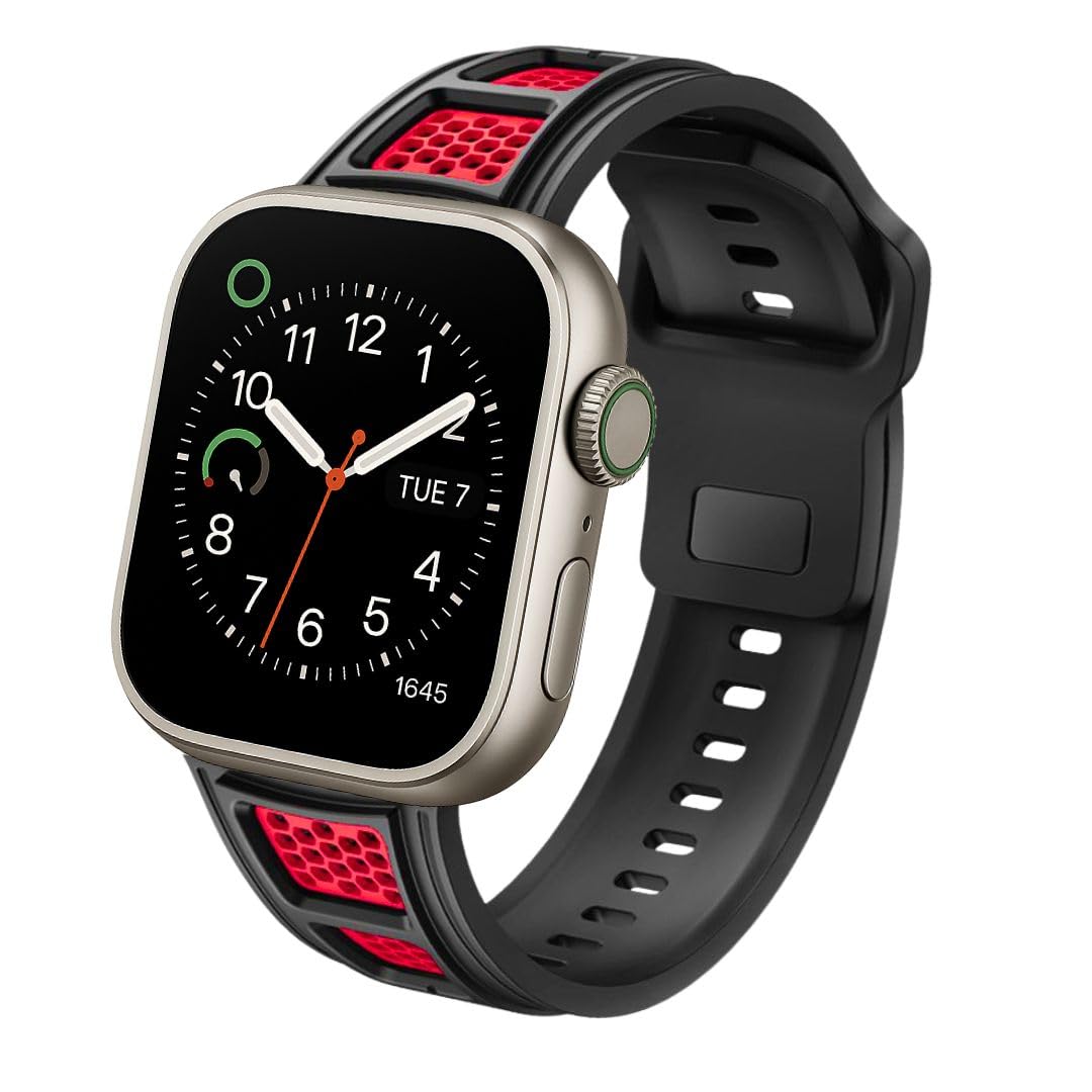 DialedIn FKM Sport Band for Apple Watch Series 1-11 (42-49mm) & Ultra 1-3 - Water Resistant, Soft & Durable FKM Sport Strap