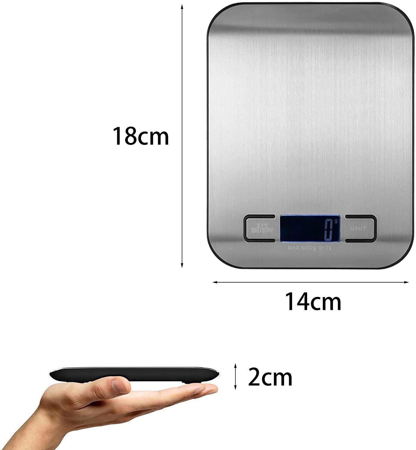 Balance de Cuisine numérique, Balance de Cuisson électronique en Acier Inoxydable, Balance de Pesage Alimentaire au Design Mince et élégant pour la Cuisine,