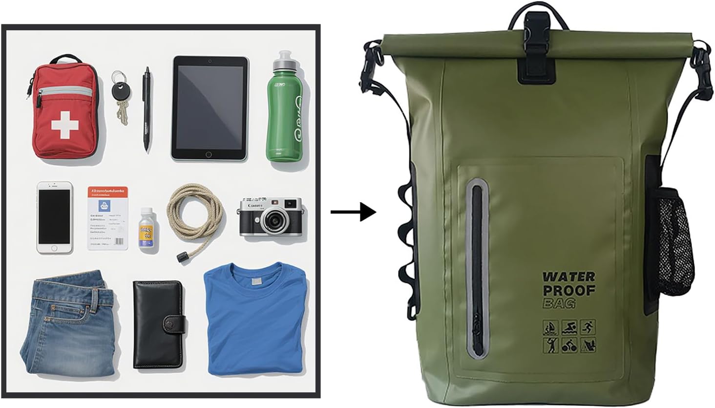 Dry Bag Waterproof 25L for women and men - Floating & Lightweight waterproof bags for Kayaking, Boating, Fishing, Swimming, Camping, Hiking,Paddle boarding Accessories - Image 3