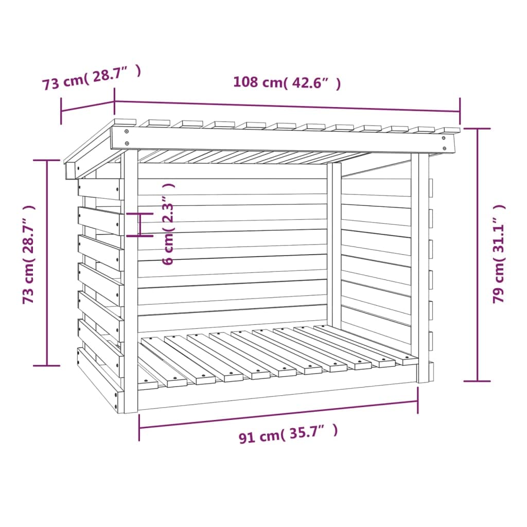 Generico Portalegna Bianco 108x73x79 cm in Legno Massello di Pino,Casa e Giardino,Accessori caminetti e stufe a Legna,Accessori per Porta legna-822228