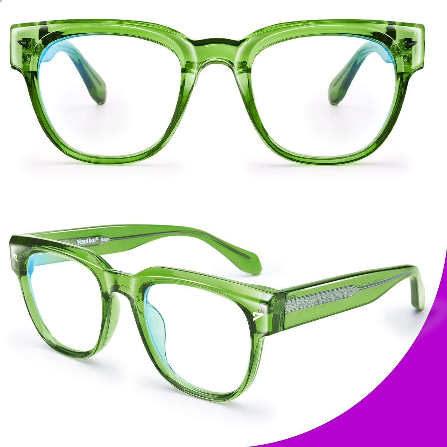 VISOONE Square TR90 Blue Light Blocking Glasses with Anti Glare Computer Glass Woman and Men SAGE - Image 4