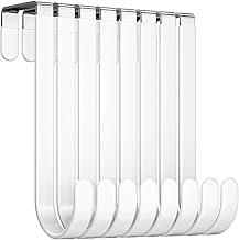 8 Pack Over The Door Hooks, Door Hanger Hook, Towel Hooks for Hanging, Towel Hanger for Bathroom, Fit 1 3/8" Door White, Dorm Room Essentials