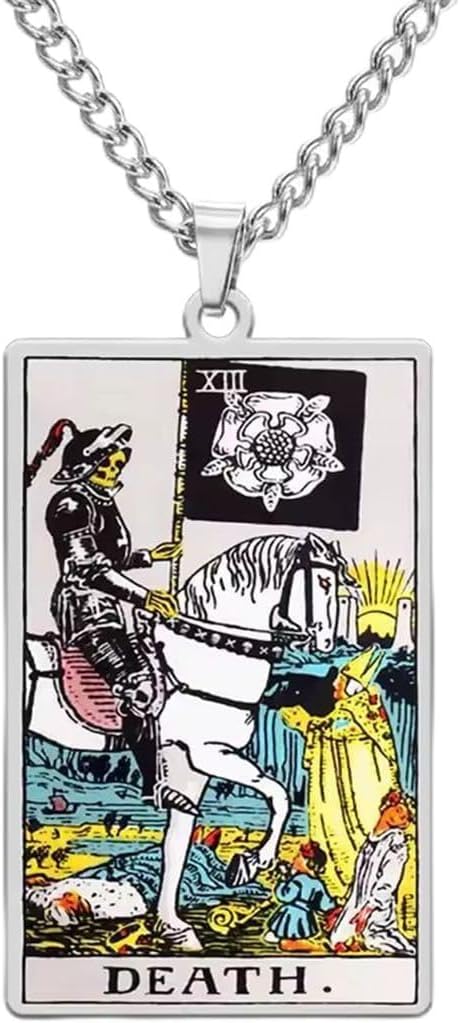 JUDE Retro Vintage Stainless Steel Tarot Card Rider Waite Pendant Necklace