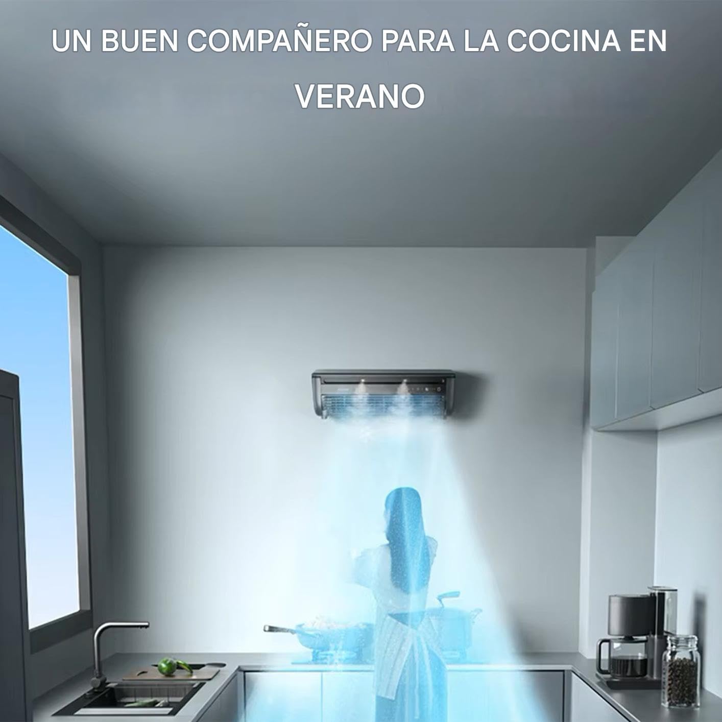 Ventilador de Aire ondicionado - Ventilador De Aire Fresco Para Dormitorio - Ventilador Portátil Con Carga Inalámbrica 3 Velocidades Para Dormitorio Cocina Gimnasio Hogar Baño