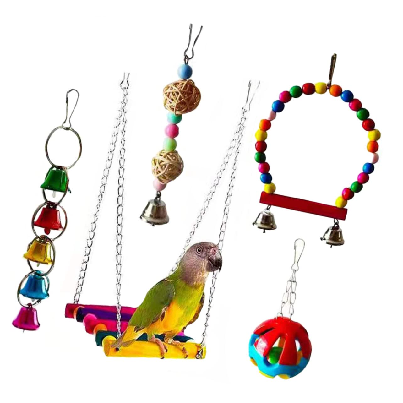 Yardwe 5pièces Jouets à Mâcher pour Perroquet Jouets Amusants pour Oiseaux Accessoires De Jeu pour Oiseaux