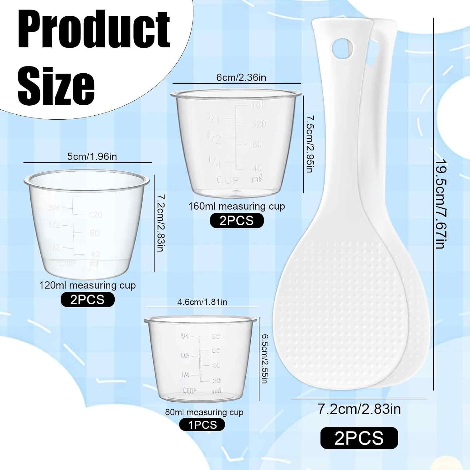 5 Pcs Plastic Rice Measuring Cups Rice Cup Replacement 80 120 160ml