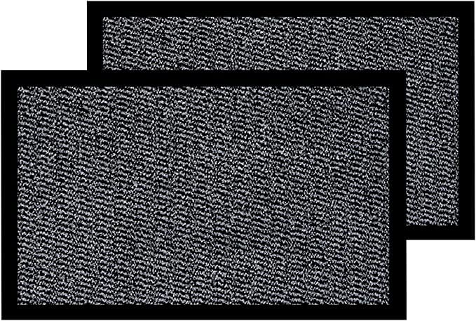 HOUSEGADS Pack of 2 Door Mat Dirt Trapper for Indoor&outdoor Heavy Duty Non Slip Rubber, Floor and Kitchen Mats Doormats Super Absorbent (Grey, 40 X 60 (Pack of 2)