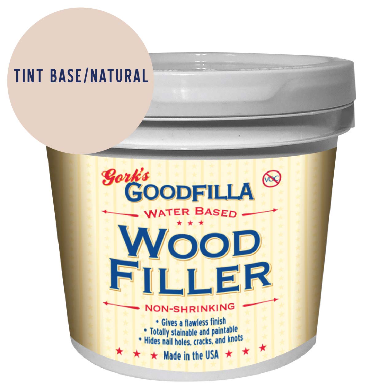 Goodfilla Neutral Base,1 Gallon (13.5lbs) Wood and Grain Filler, Stainable, Tintable, Sandable, Zero Waste, Non-Toxic, USA Made