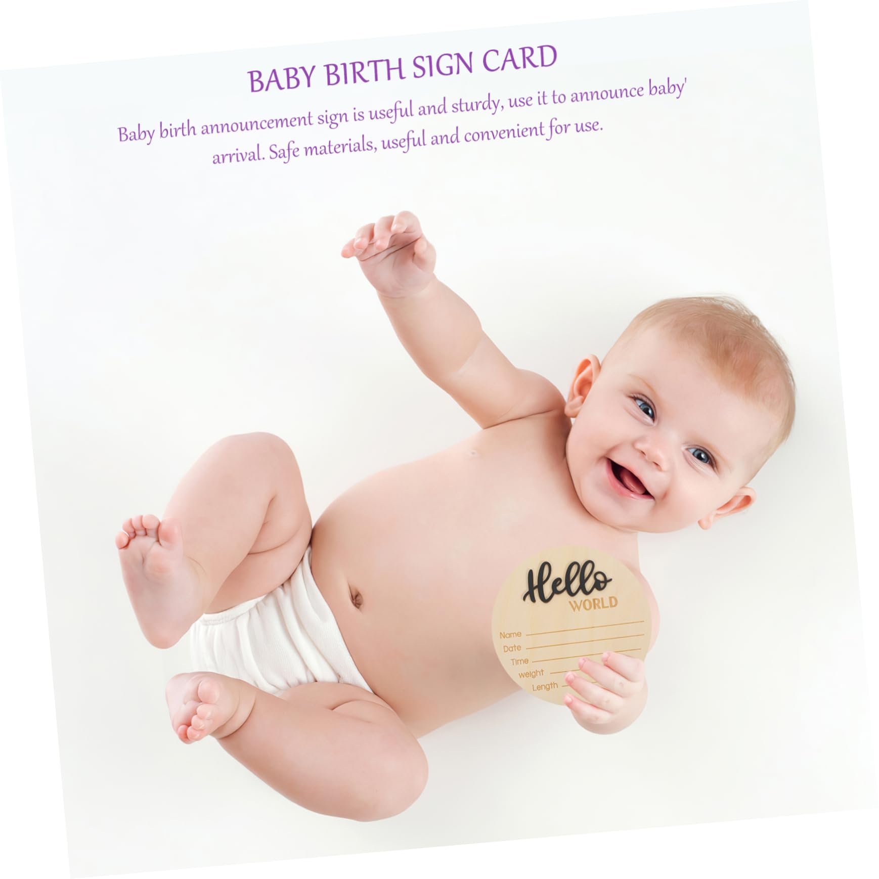 BESTonZON Wooden Bulletin Board Sign Newborn Photography Prop Birth Announcement Round Shape