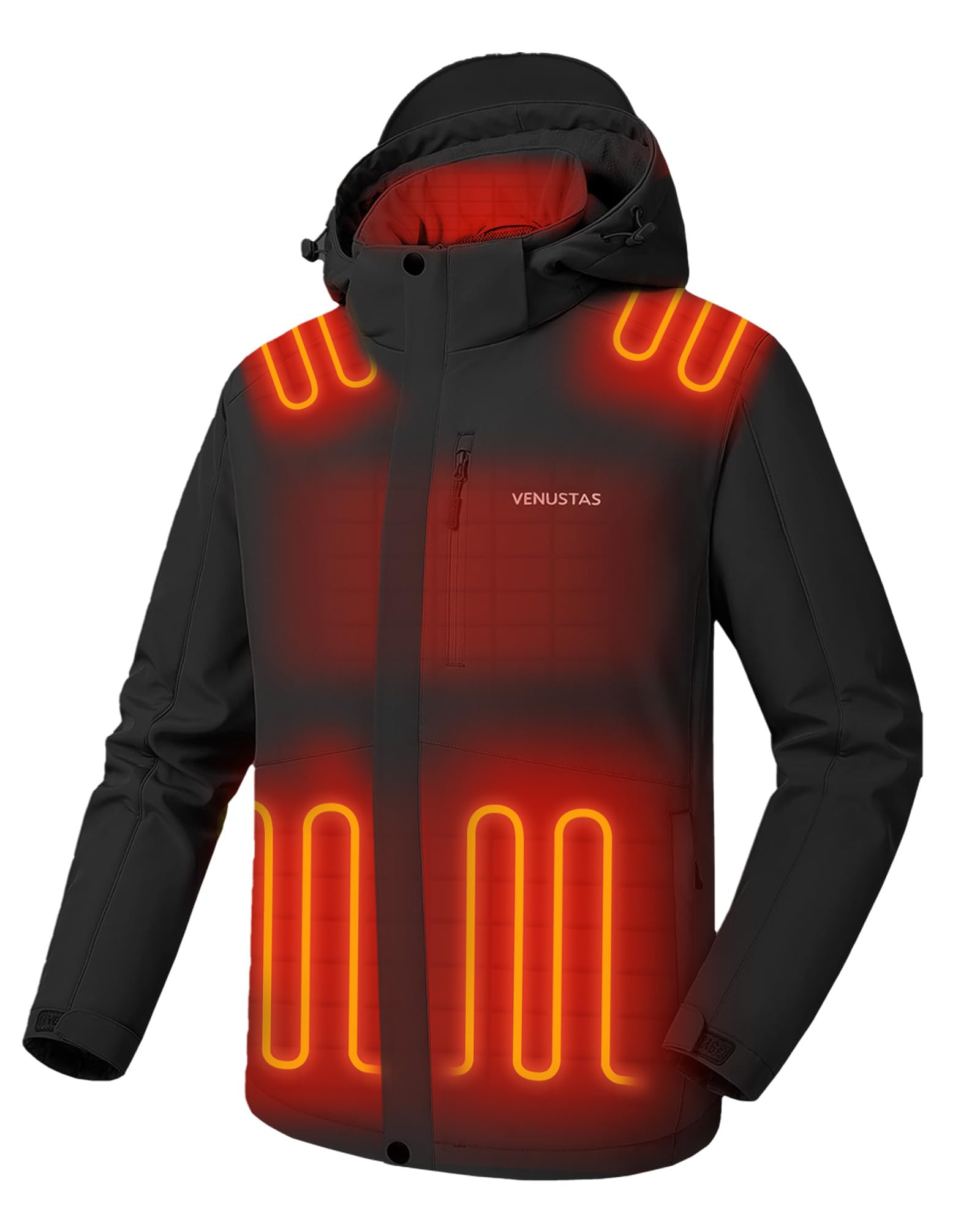 Venustas Men's Heated Jacket with Battery 20-Hour Warmth, Waterproof, Detachable Hood, Perfect for Outdoor Winter Activities