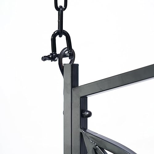 Miniatura 6 de Columpio de metal Mariposa resistente, sin portavasos, columpio de metal negro resistente a la intemperie con asiento cómodo