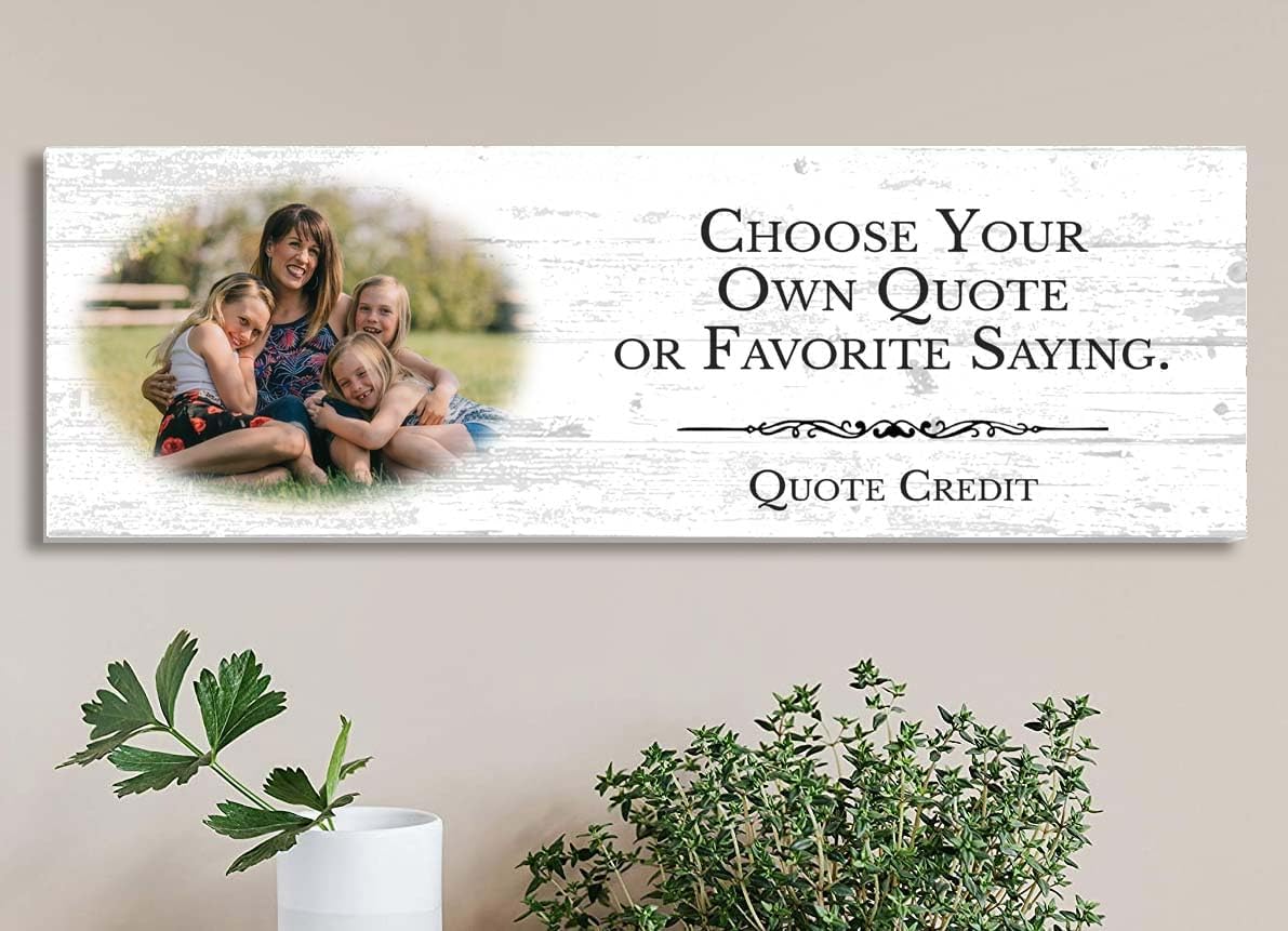 Custom Photo & Quote Sign – Oval Photo Plaque with Personalized Saying – 16.5x5.5 Rustic Style Wall Art