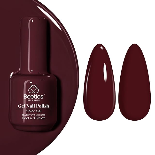 Beetles Gel Polish US Beetles Dark Red Gel Polish, Blanchett Maroon,15ML Burgundy Gel Nail Polish
