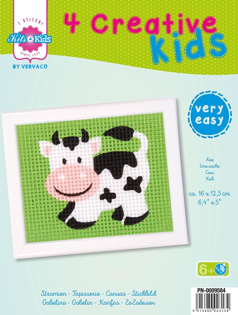 Vervaco Kit tapisserie Une vache, Couleurs Variées, ca. 16 x 12,5 cm, Design #3