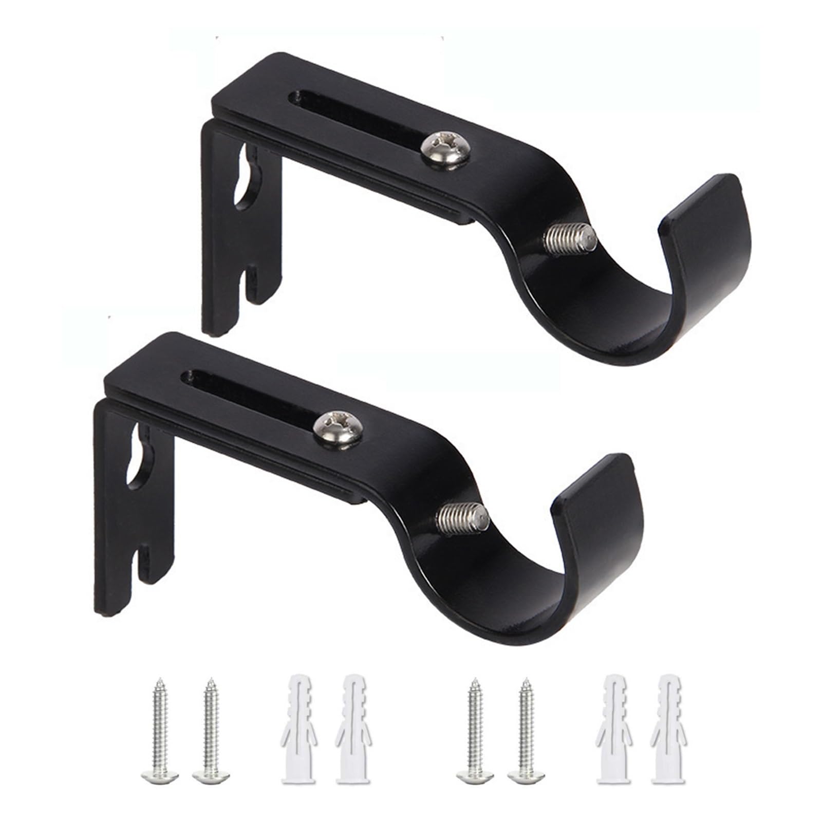 Gbrcen Curtain Rod Brackets Curtain Rod Brackets - 8 Pack Adjustable Wall Mounts, Curtain Rod Holders for 1 Inch Rod(Black)