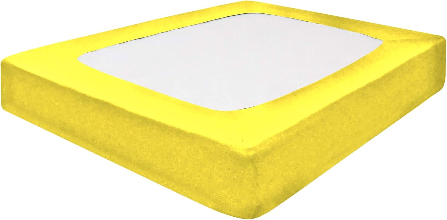 Luxurious Soft & Durable Box Spring Cover Full Size - 100% Egyptian Cotton Wrap Around 4 Sides Bed Skirt for Hotel & Home, Fits Box Springs up to 18” - Full, Yellow