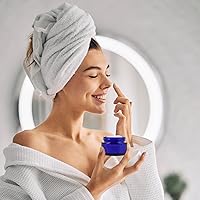 Vista 4 de Tarro de vidrio de 1 oz con tapa, Hoa Kinh 25 paquete de contenedores azules redondos. Frascos cosméticos de vidrio con forros interiores y tapas