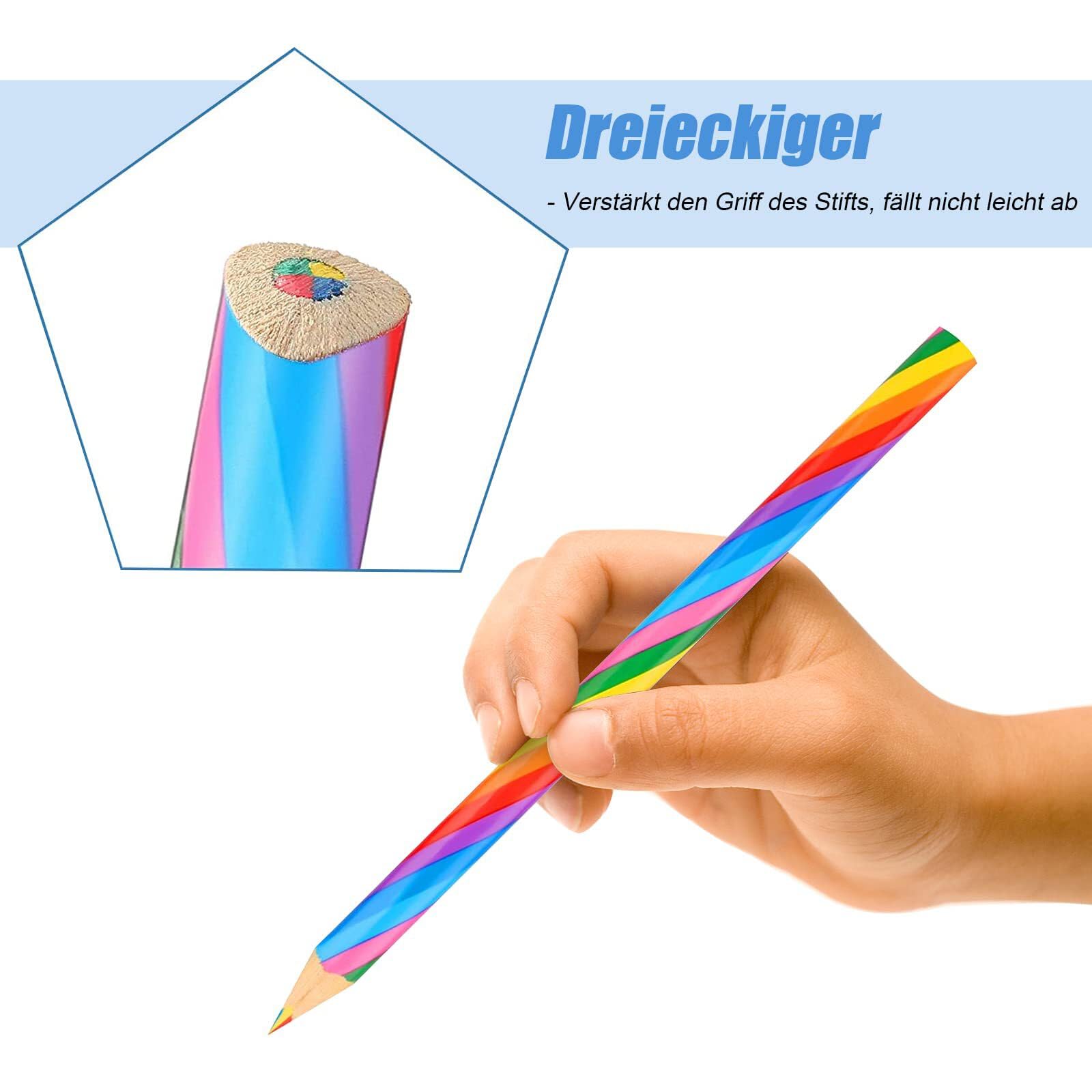 Lot 40 Crayons Arc-en-Ciel 4-en-1 – Couleurs Vives Pour Dessin, Coloriage, Ombrage, Cadeau Anniversaire Enfant Fille Garçon