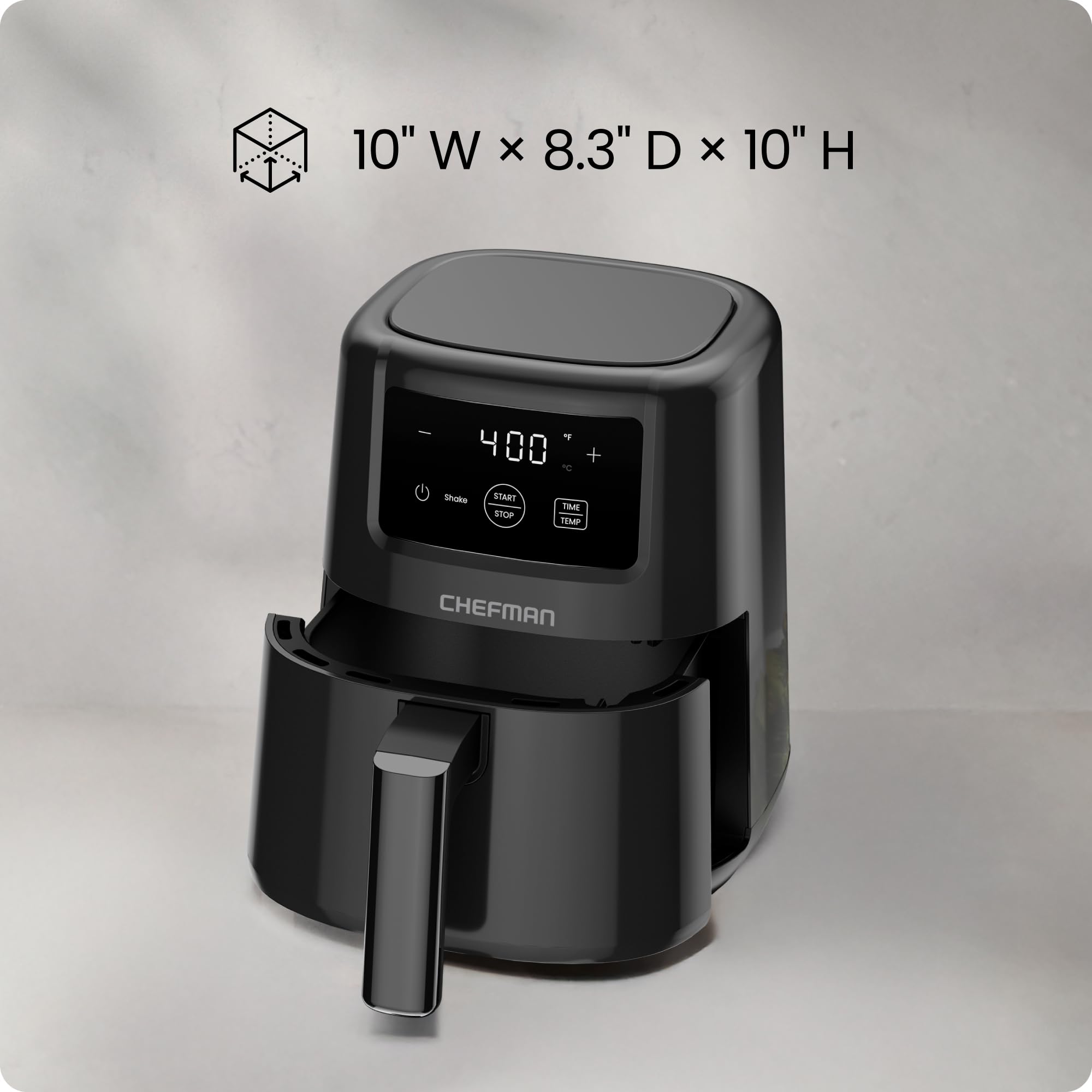 CHEFMAN 2 Qt Mini Air Fryer – Digital Space-Saving Compact Air Fryer with Nonstick and Dishwasher Safe Basket, Quick & Easy Meals in Minutes, Features Digital Timer and Shake Reminder – Black