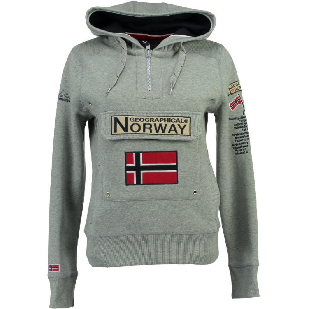 Sweat à capuche Geographical Norway gris clair pour week-end détente - 4