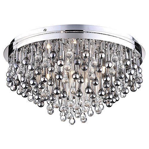 LITECRAFT Flush Ceiling Light, Polished Chrome