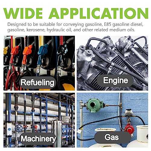 Image of Jeemiter 1 /4 Inch Fuel Line Hose 25FT - Flexible NBR Rubber with 10 Clamps for Gasoline, Oil, Automotive & Marine Engine Systems