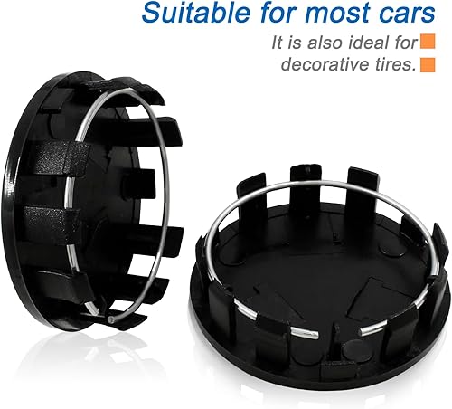 Miniatura 2 de 4 tapas centrales de rueda de 2.126 in2.13 pulgadas, mini tapas centrales de neumático para automóvil (negro)