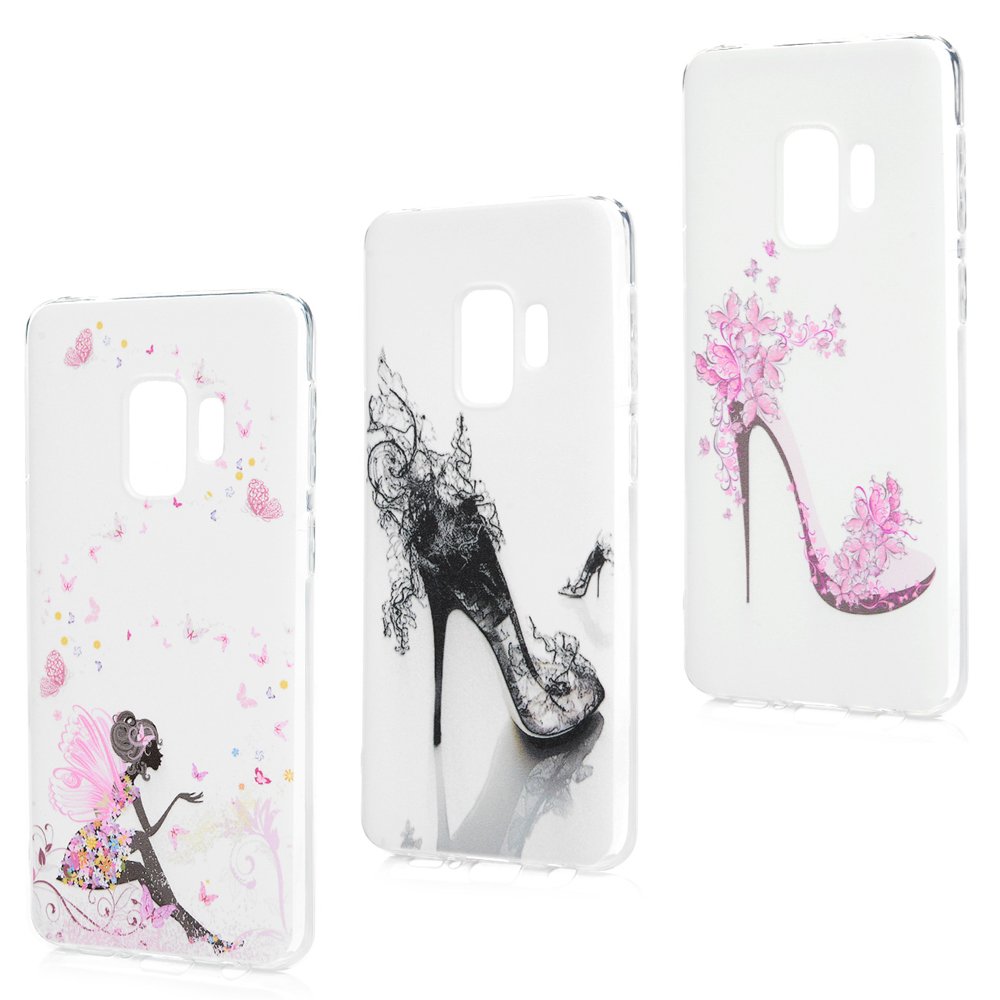 Silicone Case for Samsung Galaxy S9 × 3 TPU Protector Lanveni Soft Silicone TPU Gel Bumper Case for Galaxy S9 Protective High Transparency Kratzmit Light and Thin with Coloured Cover Design (Set of 2)